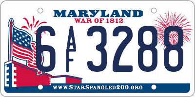 MD license plate 6AF3288