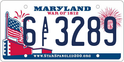 MD license plate 6AF3289
