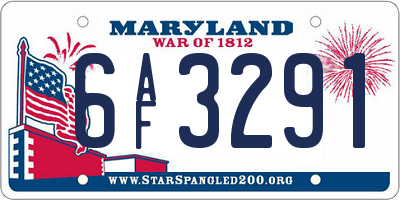 MD license plate 6AF3291