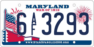 MD license plate 6AF3293