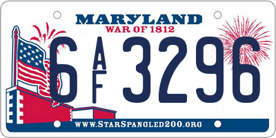 MD license plate 6AF3296