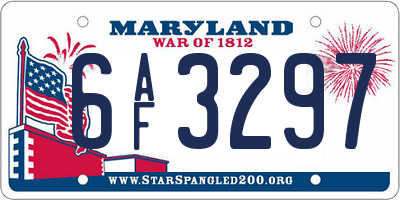 MD license plate 6AF3297