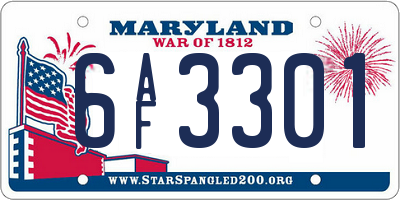 MD license plate 6AF3301