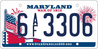 MD license plate 6AF3306