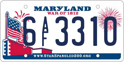 MD license plate 6AF3310
