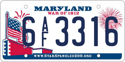 MD license plate 6AF3316