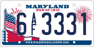 MD license plate 6AF3331
