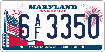 MD license plate 6AF3350