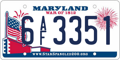 MD license plate 6AF3351