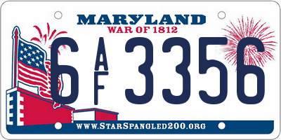 MD license plate 6AF3356