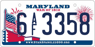 MD license plate 6AF3358