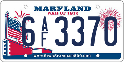 MD license plate 6AF3370