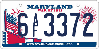 MD license plate 6AF3372