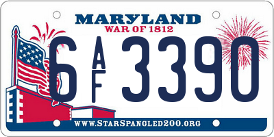 MD license plate 6AF3390