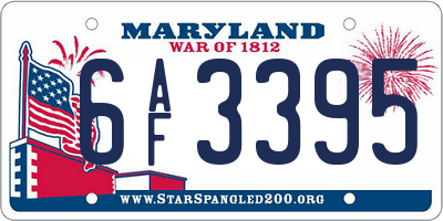 MD license plate 6AF3395