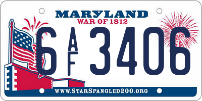 MD license plate 6AF3406