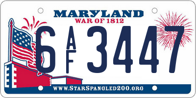 MD license plate 6AF3447