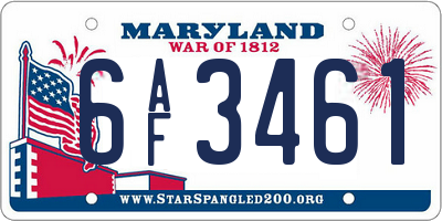 MD license plate 6AF3461