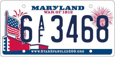 MD license plate 6AF3468