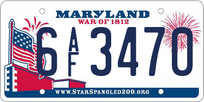 MD license plate 6AF3470