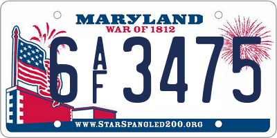 MD license plate 6AF3475