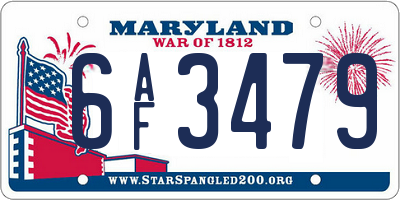 MD license plate 6AF3479