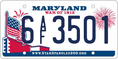 MD license plate 6AF3501