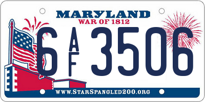 MD license plate 6AF3506