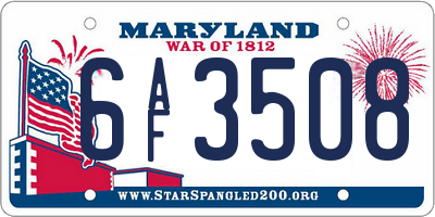 MD license plate 6AF3508