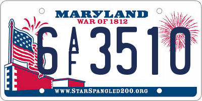MD license plate 6AF3510