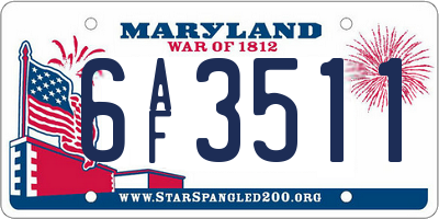 MD license plate 6AF3511