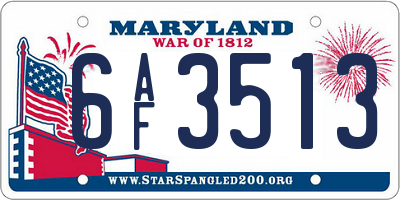 MD license plate 6AF3513