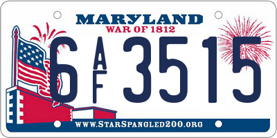 MD license plate 6AF3515