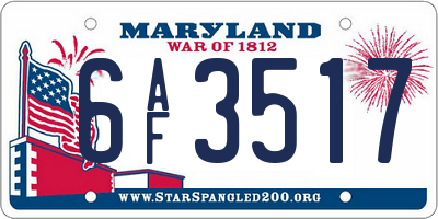 MD license plate 6AF3517