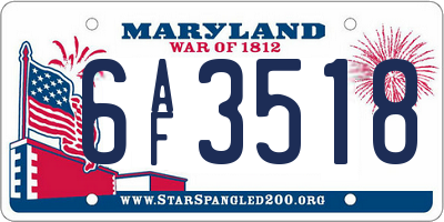 MD license plate 6AF3518