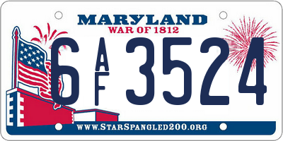 MD license plate 6AF3524