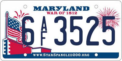 MD license plate 6AF3525