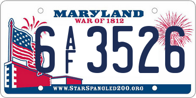 MD license plate 6AF3526