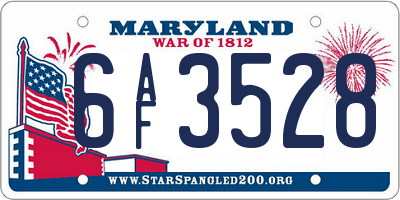 MD license plate 6AF3528