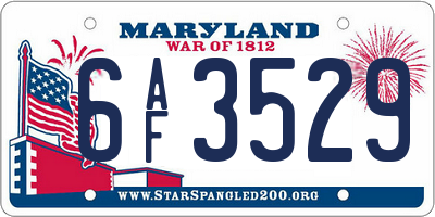 MD license plate 6AF3529