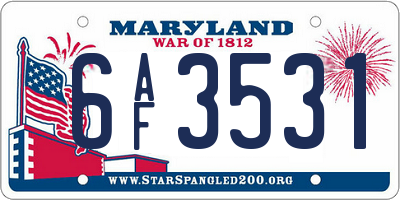MD license plate 6AF3531