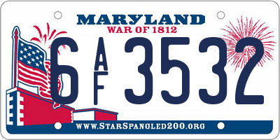 MD license plate 6AF3532