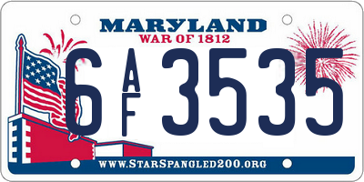 MD license plate 6AF3535