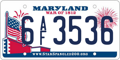 MD license plate 6AF3536