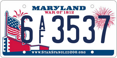 MD license plate 6AF3537
