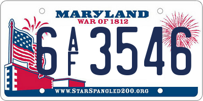 MD license plate 6AF3546