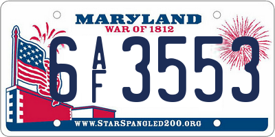 MD license plate 6AF3553