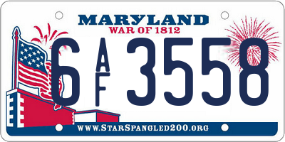 MD license plate 6AF3558