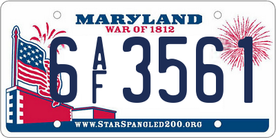 MD license plate 6AF3561