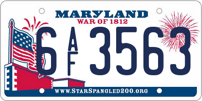 MD license plate 6AF3563